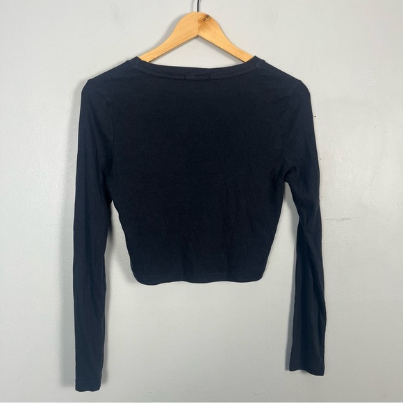 Beyond yoga black/grey ribbed cropped long sleeve top size medium - Picture 5 of 5